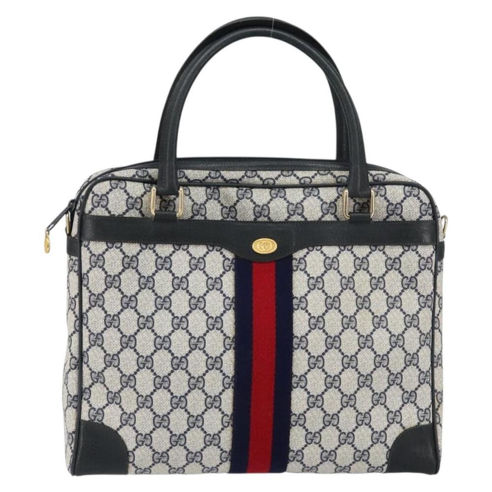 GUCCI GG Supreme Sherry Line Hand Bag PVC Navy Red 378 002 4466 Auth ep12166 - Picture 13 of 16